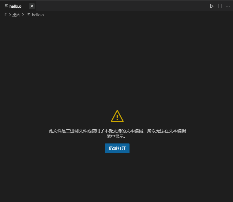 直接使用VS Code打开*.o文件的提示