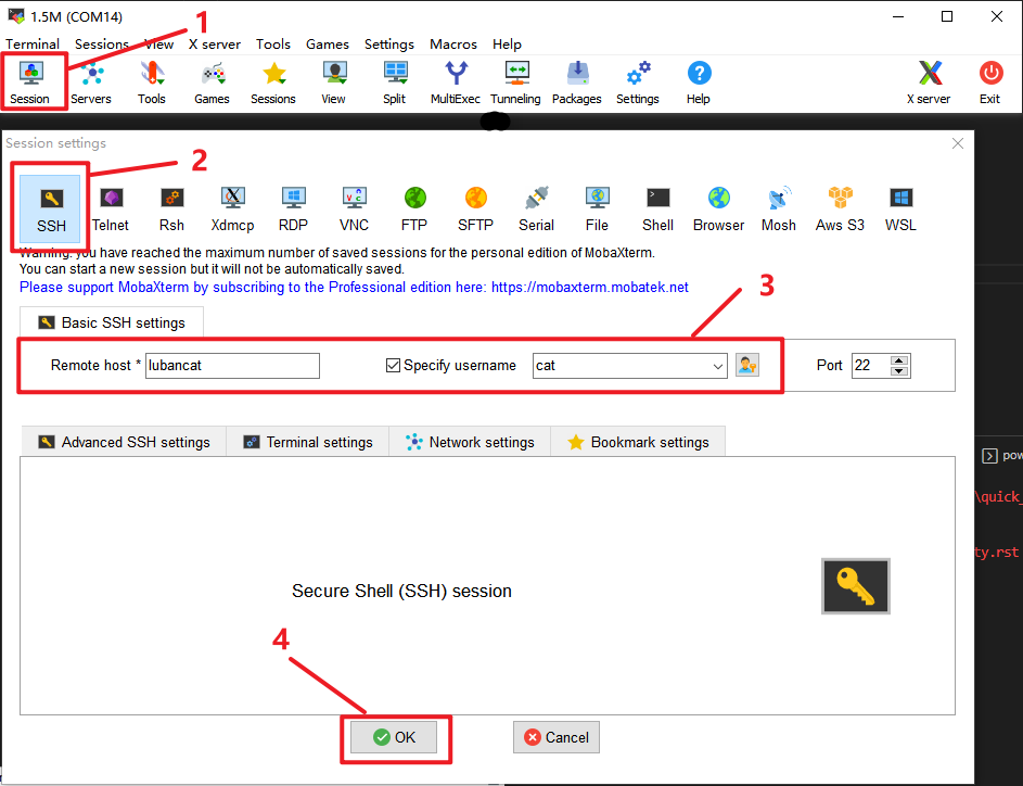 MobaXterm ssh登录