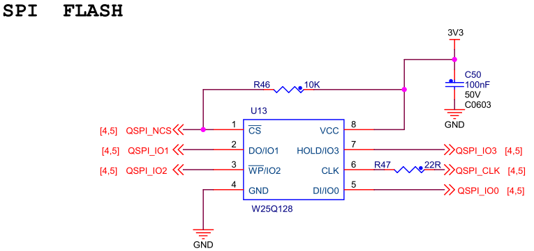 SPI串行FLASH硬件连接图