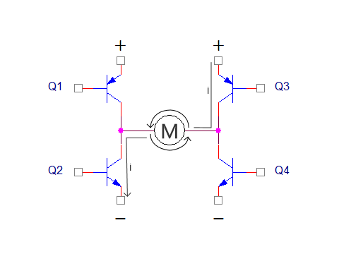 三极管搭建H桥逆时针转动