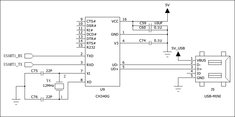 图 20‑9 USB转串口硬件设计