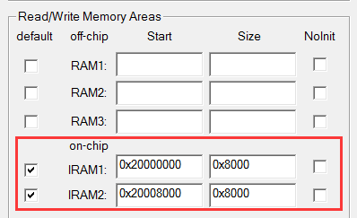 图 40-51 修改IRAM1的基地址及仅使用IRAM2的配置