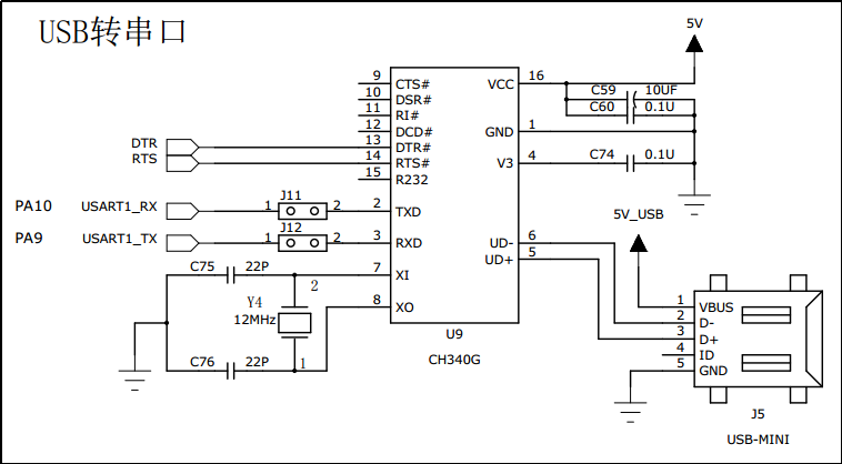 图 20‑9 USB转串口硬件设计
