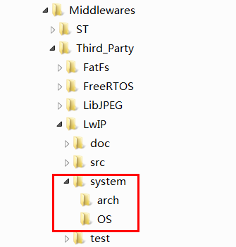 LwIP在CUBE开发包中作为中间件的文件目录