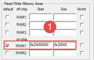 修改IRAM1的基地址及仅使用IRAM2的配置