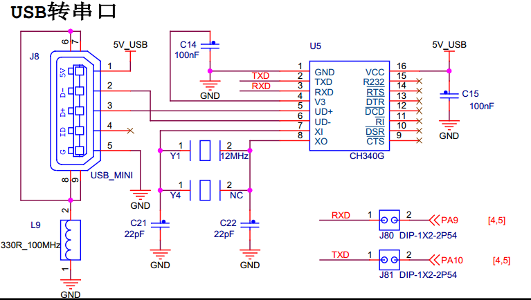 图 20‑12 USB转串口硬件设计