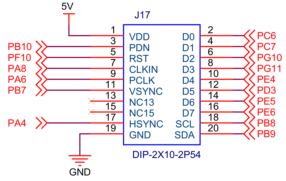 STM32实验板引出的DCMI接口