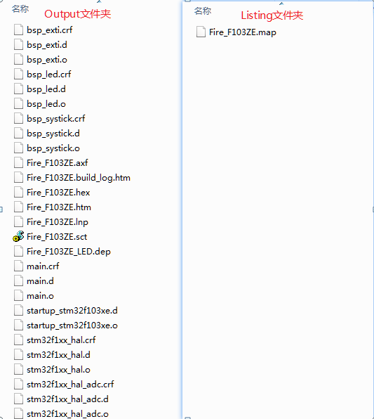 图 40‑4 编译后Output及Listing文件夹中的内容