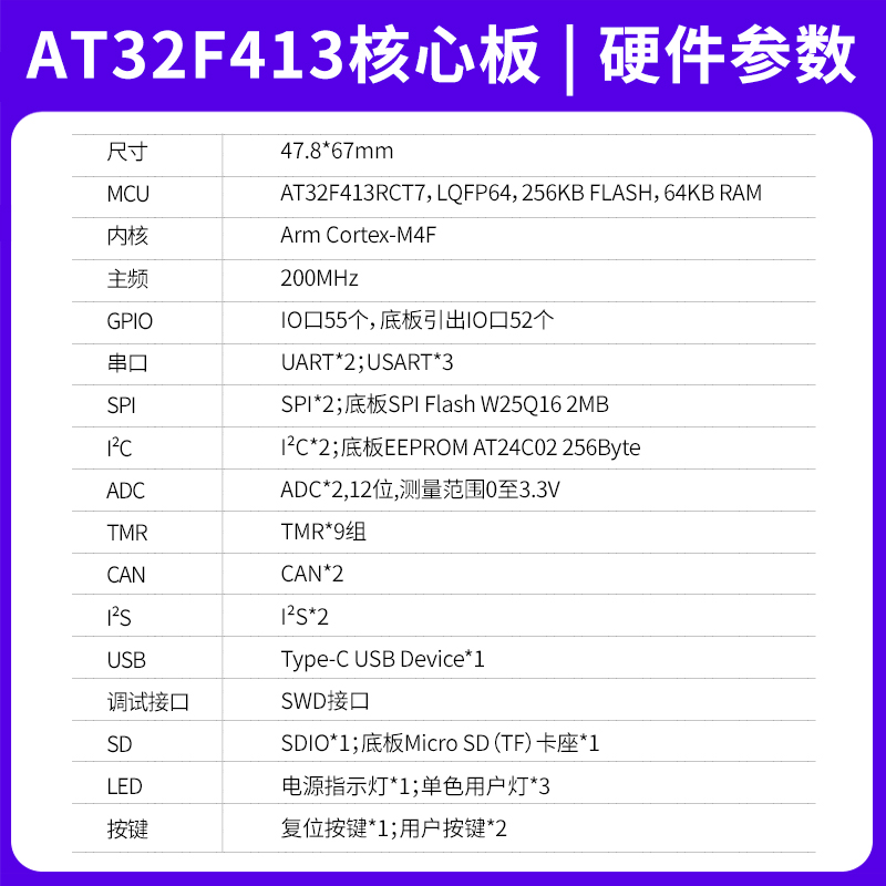 AT32F413RCT7核心板