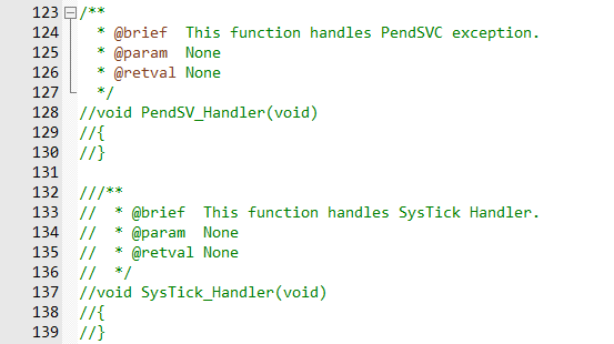 注释掉PendSV_Handler和 SysTick_Handler函数