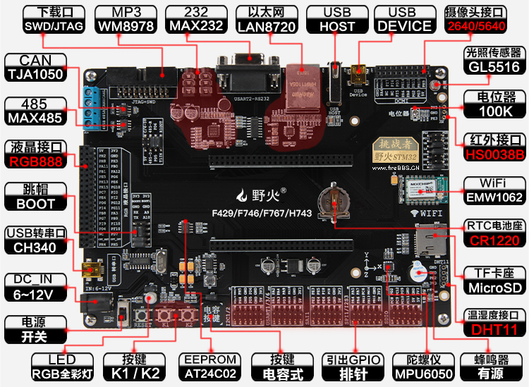 野火【挑战者】STM32F429IGT6 开发板